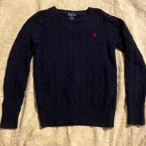 Polo Navy Cable Knit Pullover Sweater